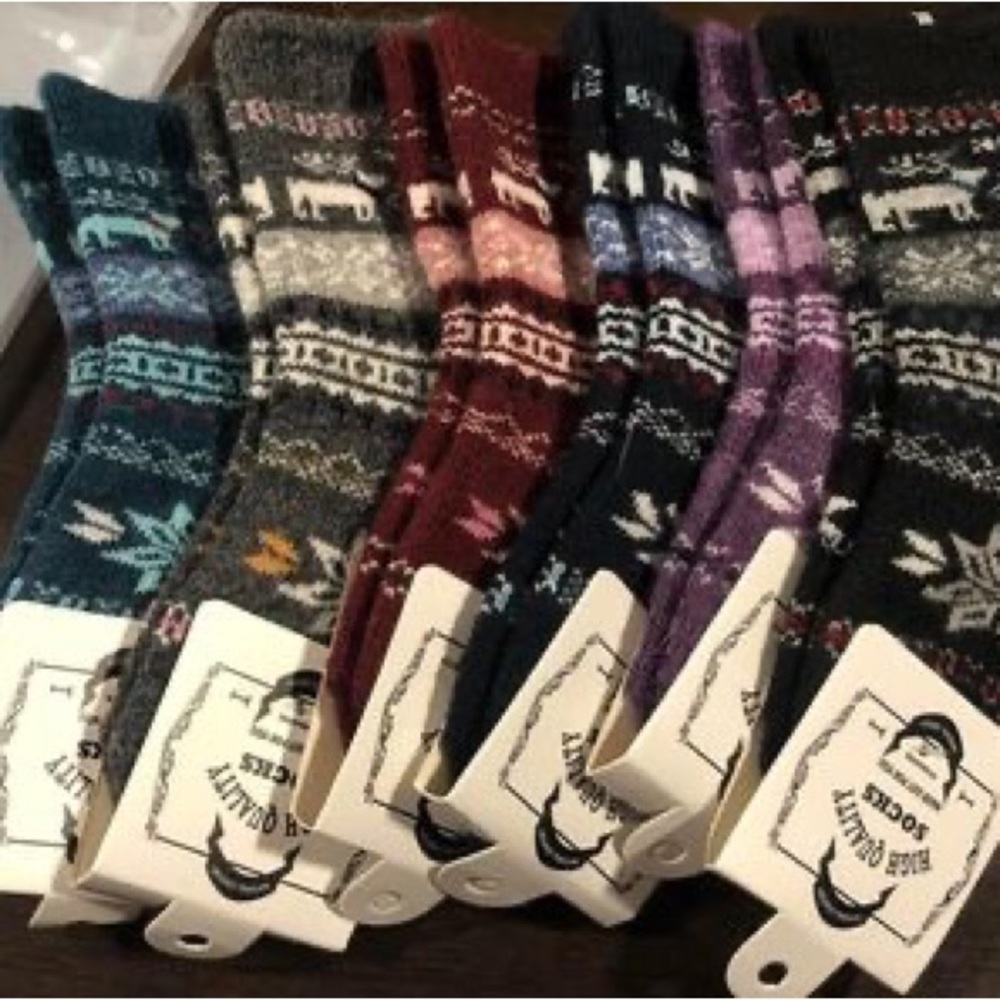 Pack of six, mixed wool socks
